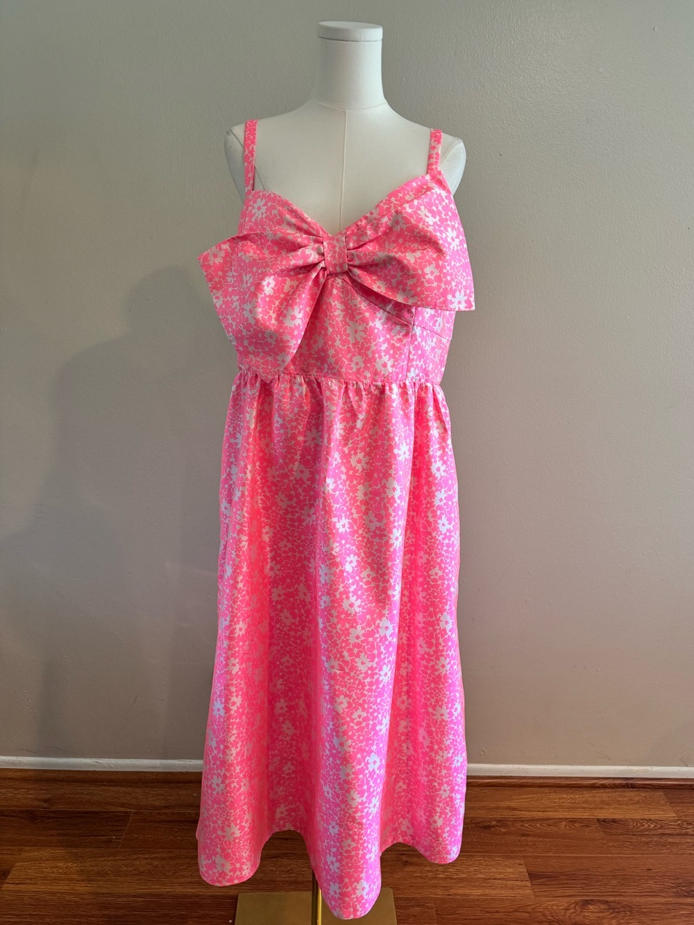 NWT Lilly Pulitzer Ellara Jacquard Pink Floral Bow Midi Dress - Picture 7 of 9